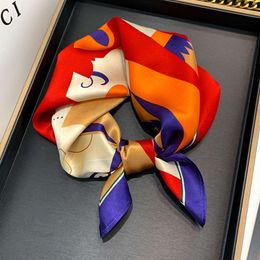 Versão coreana do lenço decorativo versátil do estilo Instagram, lenço de seda de amoreira impressa no verão, lenço de seda de seda para mulheres