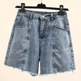 Plus Size Women Denim Shorts 2023 Summer Fashion Straight Jeans Loose Pants Oversized Curve Clothes J41048 240329