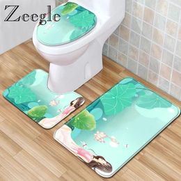 Bath Mats Zeegle Bathroom Carpet 3pcs Mat Set Toilet Seat Cover Pedestal Rug Anti-slip Doormat Shower