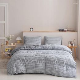 Bedding Sets High Quality Pure Color Seersucker Fabric European And American Style Set Home Soft Gary
