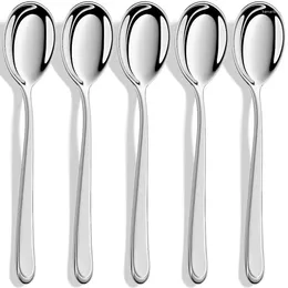 Spoons Long Handle Stainless Steel Spoon Ice Cream Milk Coffee Soup Dessert Fork Scoops Tableware Sets Kitchen Cutlery Utensils