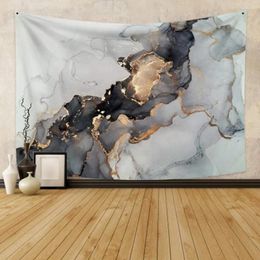 Tapestries Gold Grey Stone Nature Textured Abstract Art Liquid Flow Modern Luxury Elegance Artwork Wall Hanging