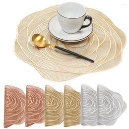 Table Mats Bronzing Rose Design Placemat Non-slip Heat-resistant Dining Decoration Mat For Dishwasher