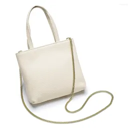 Evening Bags Bucket Bag Women Chain Cow Leather Shoulder Backpack Big Pocket Adjustable Strap High Capacity Handbag