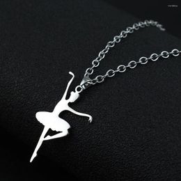 Chains Dancing Girl Ballerina Pendant Necklace Stainless Steel Artist Dancer Ballet Choker Chain For Women Jewellery