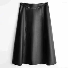 Skirts 2024 Spring Autumn Brand Designer Women's High Quality Chian Belt Genuine Leather Skirt F324