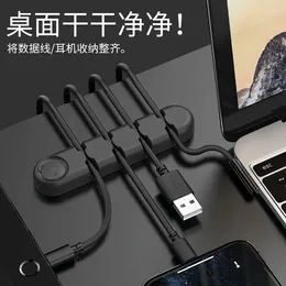 Storage Bags Solid Silicone Desktop Cable Fixer 6 Wire Slot Data Arrangement Earphone Clip Artifact Organizer