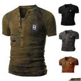 Men'S T-Shirts Mens 4 Colours T Shirts V-Neck Loose Military Uniform Tee Casual O-Neck Short Sleeve Large Size Drop Delivery Apparel Cl Dhhdb