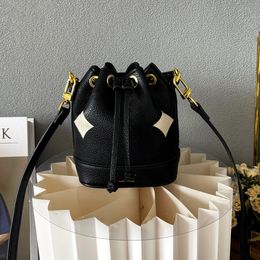 Luxury Mini bucket Bags Nano Noe Genuine Leather Drawstring Closure Shoulder Bag Women's Small Bucket Bag Removable Shoulder Strap Bag Crossbody phone bag purses
