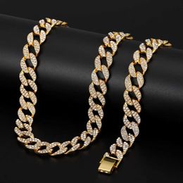 Strands 1.5cm Men Chain Neklace Men Hip Hop Chains Gold Studded Large Heavy Cuban Jewellery Necklaces Iced Out 230613