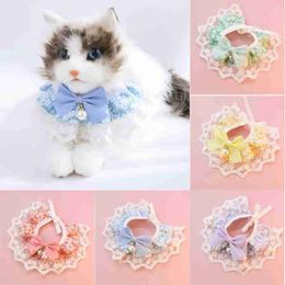 Dog Apparel Saliva Towel Pet Scarf Accessories Neck Strap Puppy String Bib Collar Neckerchief Lace Mesh Bowknot