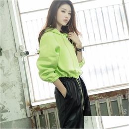 Women'S Hoodies & Sweatshirts Womens All-Match Solid Dstring Corset Plovers Spring Autumn Korean Version Slim Female Crop Tops Drop D Dhtnu