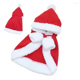 Dog Apparel Pet Santa Cape Dogs Cats Cosplay Hooded Poncho With Pompoms Festive Party Accessories For Strolling Christmas Theme