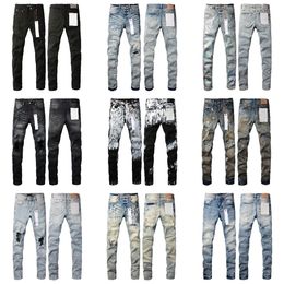 Purple Jeans Designer Womens Mens Jeans For Mens High Quality Jeans Ripped Slim Fit Motorcykelcyklister Pants For Men Fashion Men's Design Streetwear Slim Jeans Storlek 32