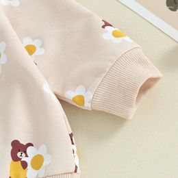 Clothing Sets Toddler Girl Fall Outfit Pant Set Floral Print Long Sleeve Pullover Sweatshirt Bear Pants 2pcs