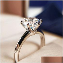 Wedding Rings Solitaire 1Ct Lab Diamond Ring 100% Real 925 Sterling Sier Jewellery Engagement Band For Women Bridal Party Gift Drop Del Dhmju