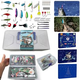 Christmas Fishing Lures Set Advent Calendar 24 Days Fishing Tackle Countdown Calendar Box Festival Theme Novelty Gift for Fisher 240321