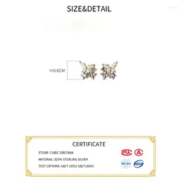 Stud Earrings SOFTPIG Real 925 Sterling Silver Purple Zircon Butterfly 14k Gold For Women Cute Fine Jewellery Drop