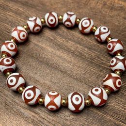 Strand Tibetan Style Weathered Red Meat Three Eyes Tibet Beads High Oil Agate Diy Bracelet Ornament