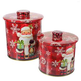 Storage Bottles 2 Pcs Tinplate Candy Jar Jars Container Christmas Cookie Containers Sugar Case