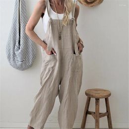 Carpets Women Dungarees Harem Strap Pants Loose Jumpsuit Baggy Trousers Overalls Bib Bodysuit Ladies Casual Cotton Linen