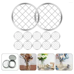 Mugs Mason Jar Gird Metal Pen Holder Grid Vase Flower Reusable Supplies Floral Accessories Stainless Steel Sprouting Lid