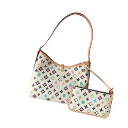 24ss Women Carryall Shoulde Leather Colerful Flower Bags Diagonal Crossbody Bag For Ladies Luxury Designer Handbag Outdoor Travel Wallet With Coins Bag 29cm