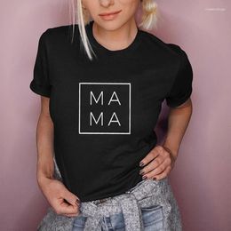 Women's T Shirts Mama Square Print Women Summer T-shirt Mom Life Short Sleeve Graphic Tees Gift For Mother Female Harajuku Tshirt Camisas