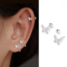Stud Earrings Fashion Cute Silver Colour Butterfly Ball For Women Girls Simple Design Small Jewellery Accessories Gifts
