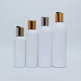 Storage Bottles 30pc 100ml 150ml 200ml 250ml White Gold Silver Disc Top Cap Plastic Bottle Shower Gel Liquid Soap Container Shampoo