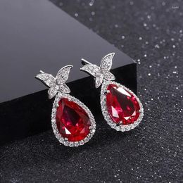 Dangle Earrings CAOSHI Romantic Bright Red Zirconia Stud Female Wedding Ceremony Party Jewellery Fashion Women Engagement Accessories