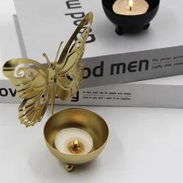 Candle Holders Luxury Butterfly Holder Home Decoration Crafts Modern Style Living Room Tabletop Ornament Metal Candlestick Desk Decor