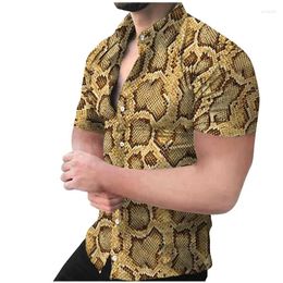 Men's Casual Shirts Beach Dress Shirt 3D Print Summer Button Down Palmshadow Floral Short Sleeve Slim Fit Party Hawaiian