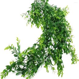Decorative Flowers Artificial Plant Vines Hanging Rattan Leaves Wall Branches Plastic Fake Silk Leaf Green Home El Garden Rooftop Decor