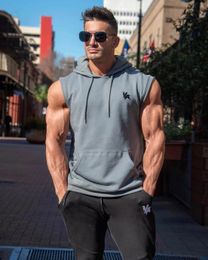 Brand Summer Fitness Stringer Hoodies Muscle Shirt Bodybuilding Clothing Gym Tank Top Mens Sporting Sleeveless shirts 240326