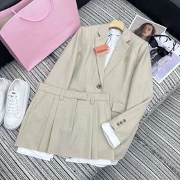 Spring Women Set Designer Skirts Sets Fashion Letter Rhinestone Blazer Top Casual High Waist Skirt Womens Two-piece Set One Colour