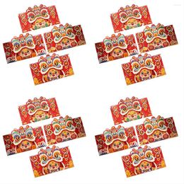 Gift Wrap 12Pcs 2024 Spring Festival National Tide Red Envelope Lion Dance Year's Bag Chinese