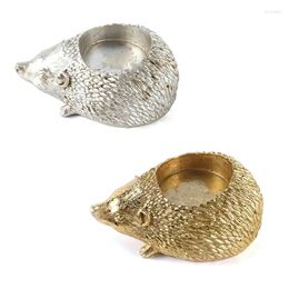 Candle Holders Resin Hedgehog Holder Animal Statue Candlestick Decor Ornament F0T4