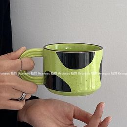 Wine Glasses Ceramics Mug Vintage Green Black Hit Color Creative Glass Drinking Drinkware Juice Latte Coffee Glassware Water Cups