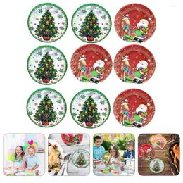 Disposable Dinnerware Christmas Paper Plates Platters Holiday Dishes Serving Trays 7 Inch 20pcs Candy Cookie Snack Appetizer Container For