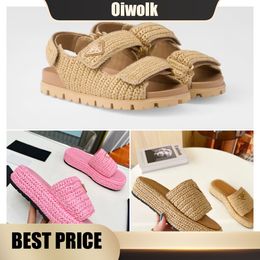 Luxury Designer Slippers Leather Women Summer Flat Shoes Fashion Beach Ladies Sandals Flops Classic Shoes thick heel easy matching high quality black brown 2024