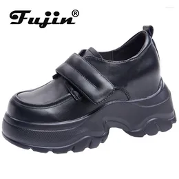 Dress Shoes Fujin 9.5cm Mary Jane Platform Wedge Spring Autumn Women Casual Slip On Slipony Boots Genuine Leather