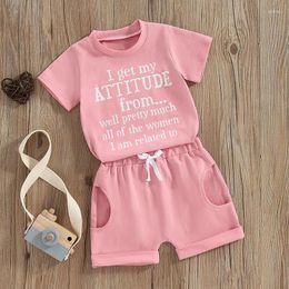 Clothing Sets Fashion Letter Print Baby Girls Set Soft Casual Summer Short Sleeve Tops Shorts 2PcsToddler Infant Clothes Outfits
