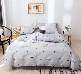 Bedding Sets Comforter Bed Set Cotton Printed Pillowcases Duvet Cover Sheet Gray Little Love