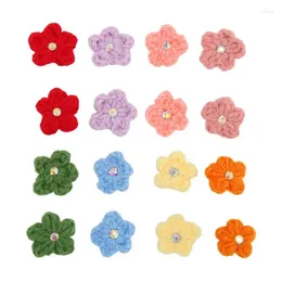 Dog Apparel 16Pcs Pet Hair Bows Cute Vintage Wool Knitting Flower With Rubber Bands For Small Medium Large Dogs