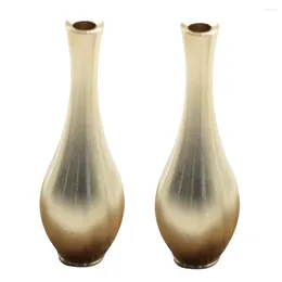 Vases 2 Pcs Brass Vase Ornaments House Decorations Home Flower Arrangement Copper Dried Flowers Mini Office Desktop Compact