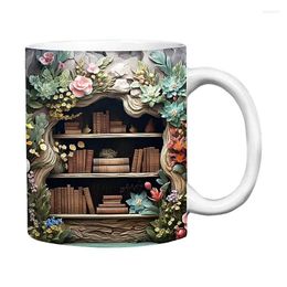 Mugs Library Coffee Mug 3D Librarian Effect Books Ceramic Multi-Purpose Book Club Cup