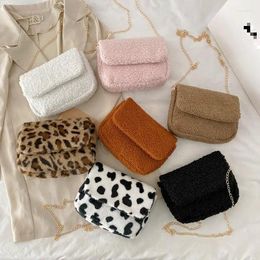 Bag Faux Fur Leopard Pattern Women Shoulder Winter Fashion Ladies Chain Crossbody Bags Soft Plush Female Clutch Purse Handbags