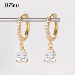 Other S925 Sterling Silver Small Water Drop Hoop Earrings Lab Diamond Gold Silver for Women Fashion Wedding Party Jewellery Gifts 2021