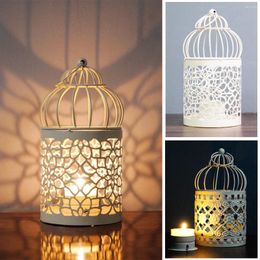 Candle Holders Bird Cage Shaped Candlestick Hollowed Out Tabletop Decoration Iron Living Room Bedroom Stand